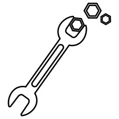 wrench tool with nuts vector illustration design