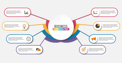 Vector infographic template with 3D paper label, integrated circles. Business concept with options. For content, diagram, flowchart, steps, parts, timeline infographics, workflow layout, chart