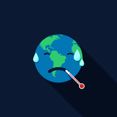 Global warming concept. Earth with thermometer