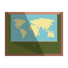 world map roller in chalkboard vector illustration design