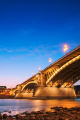 Margaret bridge at dusk in Budapest