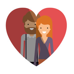 Obraz na płótnie Canvas couple inside heart characters vector illustration design