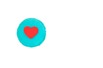  blue macaroon and red heart