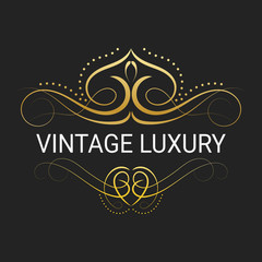 Gold decorative frame.Vintage logo templates Vector.