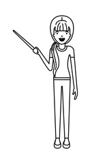 female teacher with pointing stick vector illustration design