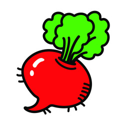 Radish cartoon illustration isolated on white background for children color book