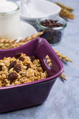 Traditional granola with raisins