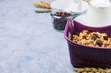 Traditional granola with raisins