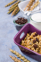 Traditional granola with raisins