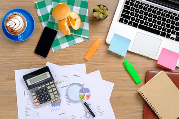 Fototapeta premium Office desktop with supplies.