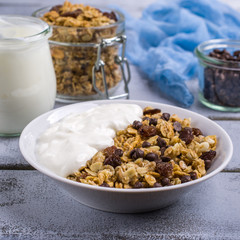 Traditional granola with raisins