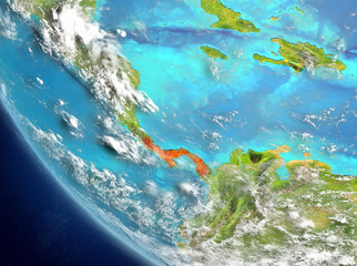 Fototapeta na wymiar Satellite view of Panama in red