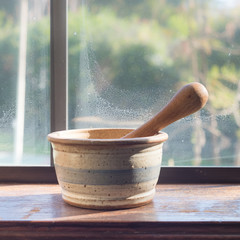 Mortar and Pestle on Windowsill