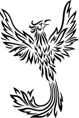 Phoenix tattoo isolated on white background