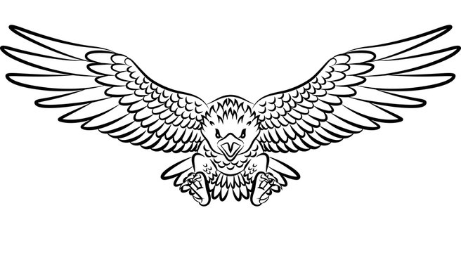 Tribal eagle tattoo isolated on white background