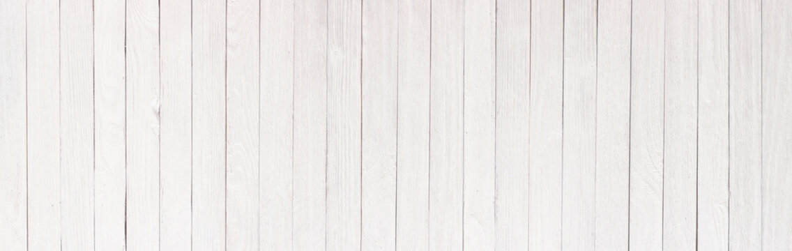 Fototapeta Wood table painted white, wooden texture of a panoramic view