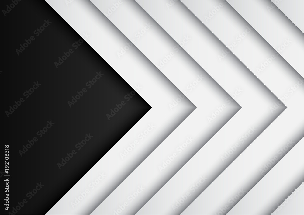 Aufkleber abstract white and black arrows on black background with paper art style.for business template.vecto