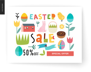 Easter sale poster - a shop announcement, flyer, discount advertisement