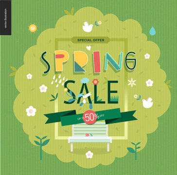 Spring sale poster - a shop announcement, flyer, discount advertisement