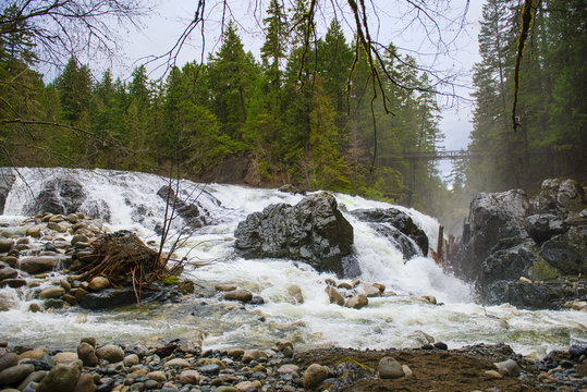 View of the Englishman River Falls in Vancouver Island, BC Canada