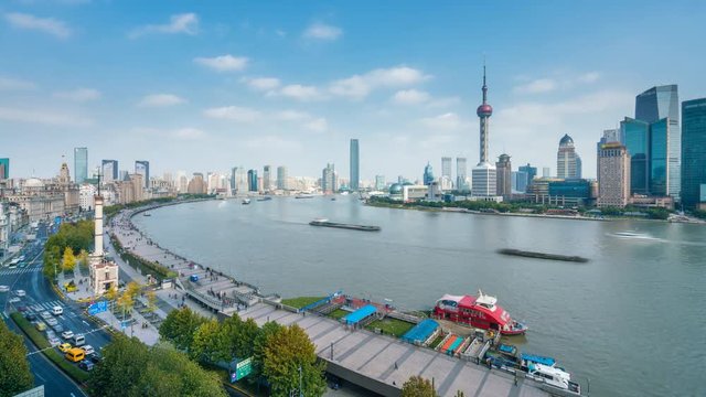 4k timelapse video of Lujiazui and The Bund in Shanghai