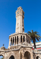 Fototapeta premium Clock tower - symbol of city Izmir, Turkey