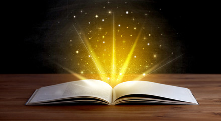 Yellow lights over book