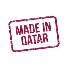 Made in Qatar. Vector Flag Illustration design stamp label