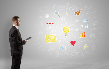 Creative thinking concept, symbols and manager