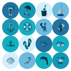 Summer and Beach Simple Flat Icons