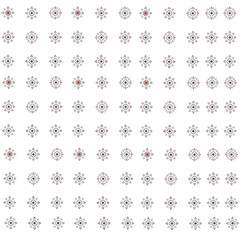Pattern of round patterns and stars on white