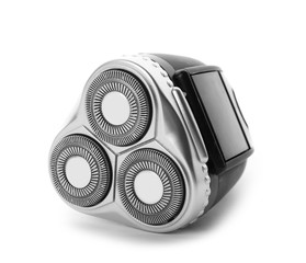 Electric shaver for man on white background