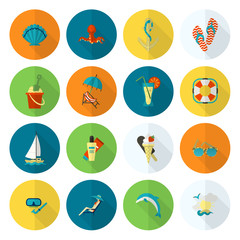 Summer and Beach Simple Flat Icons