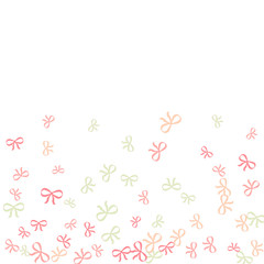 Festive Background with Colorful Bows. Cute Pattern for Postcard, Print, Banner or Poster. Small Pretty Bows For Party Decoration, Wedding, Birthday or Anniversary Invitation. Vector