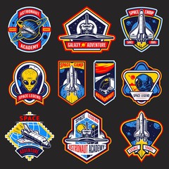 Set of vintage space and astronaut badges © DGIM studio