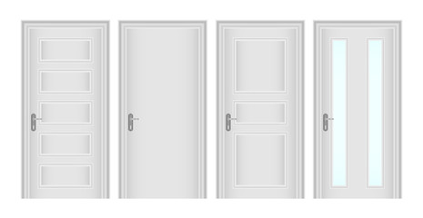 Doors, a set of white classic doors. Realistic doors.