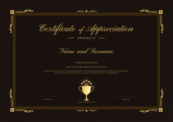 Fototapeta na wymiar Luxury certificate template with elegant border frame, Diploma design for graduation or completion