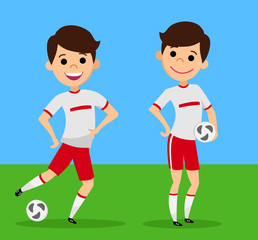 The players with balls. The cartoon style. Vector illustration.