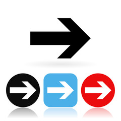 Arrow icons. Colored icons with reflection