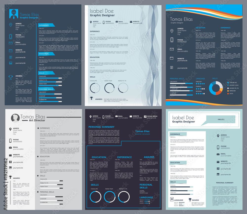 Sticker Resume or curriculum vitae. Design template with place for your text