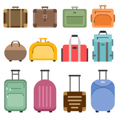 Handbags and suitcases. Vector pictures set isolate on white