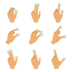 Different gestures to control the touch screen