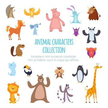 Vector background pictures with different cartoon animals