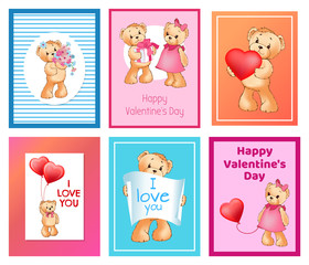 I Love You and Me Teddy Bears Vector