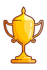 Color image of a yellow gold sport cup on a white background. Vector illustration