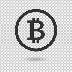 Bitcoin sign icon. Crytocurrency. Blockchain. Digital curency. Vector button for web or app
