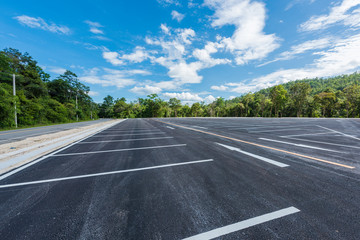 Empty space parking lot outdoor in public park.