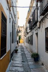 Fototapeta na wymiar Old typical narrow street in the jewish quarter of Cordoba with