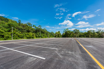 Empty space parking lot outdoor in public park.