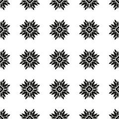 Obraz premium Ornamental seamless floral ethnic black and white pattern. Background can be used for surface design, wallpaper, textile, fabric, wrapping, web. Template for design and decoration